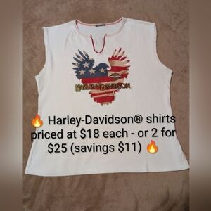 Vintage 2002 Authentic Harley-Davidson® White Top w&Patriotic Eagle Design